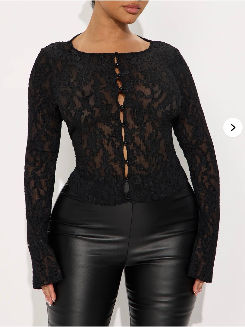 Fashion Nova Sunset Stories Plisse Sheer Top - Black - US Small